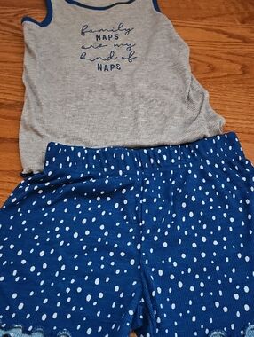 Womens  Sleeveless Pajama Set - Blue/Gray Polka Dot Shorts